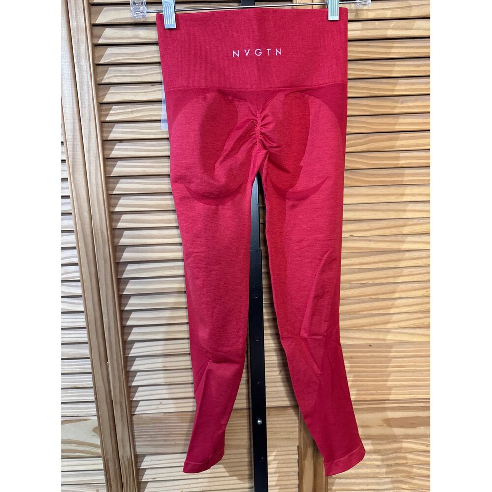 NVGTN Contour Seamless High Waisted Leggings Women XS Red Pink Workout Pants New - Picture 2 of 6